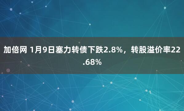 加倍网 1月9日塞力转债下跌2.8%，转股溢价率22.68%